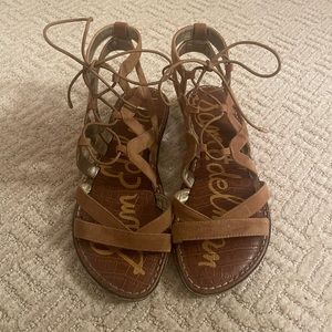 Sam Edelman Brown Lace-Up Gladiator Sandals